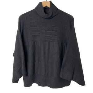 INDUSTRY Black Ribbed Knit Turtleneck Sweater Dolman Sleeve Career Casual